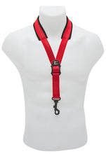 Load image into Gallery viewer, BG France Red Alto/ Tenor Saxophone Neck Strap W/ Large Pad- Plastic Snap Hook - S19SH