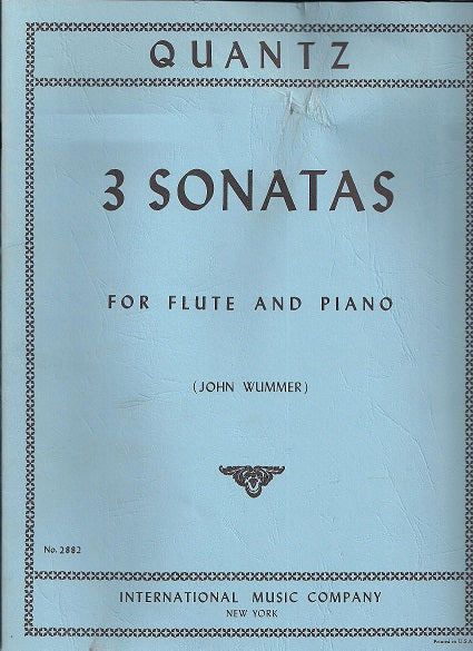 IMC BOOK -  Three Sonatas for Flute and Piano, Johann Joachim - 2882