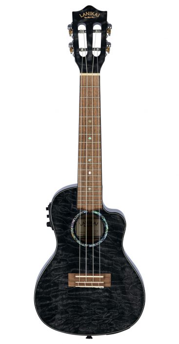 Lanikai Quilted Maple Series Acoustic/Electric Concert Ukulele Black Stain QM-BKCEC