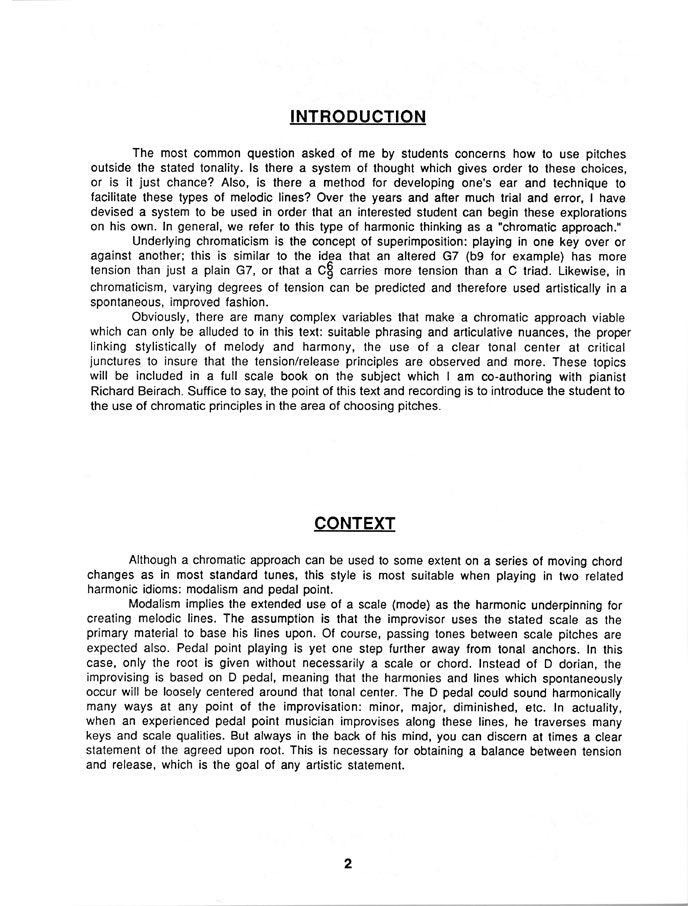 Chromaticism/Non-Diatonic Scales: How to Play Outside the Stated Tonality - David Liebman