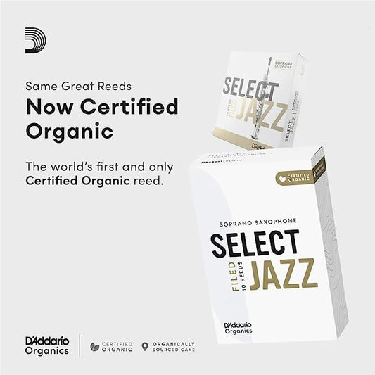 D'Addario Organic Select Jazz Filed Soprano Saxophone Reeds - 10 Per Box