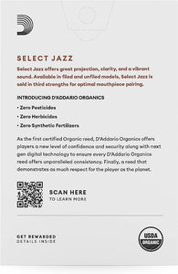 D'Addario Organic Select Jazz Unfiled Soprano Saxophone Reeds - 10 Per Box