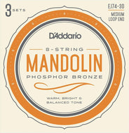 D'Addario EJ74 3 Pack Mandolin Strings, Phosphor Bronze, Medium, 11-40