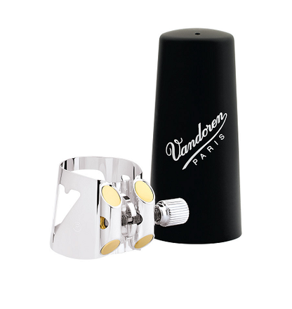 Vandoren Optimum Bb Clarinet Silver Plated Ligature & Plastic Cap - LC01P