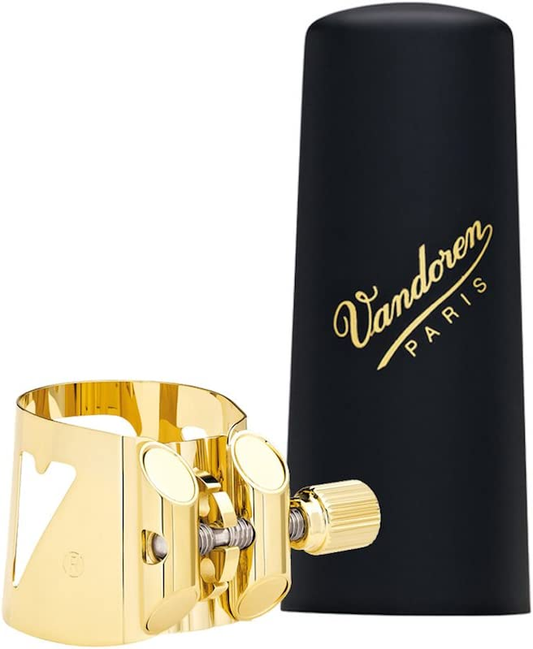 Vandoren Optimum Alto Sax Gold Plated Ligature & Plastic Cap - LC07P