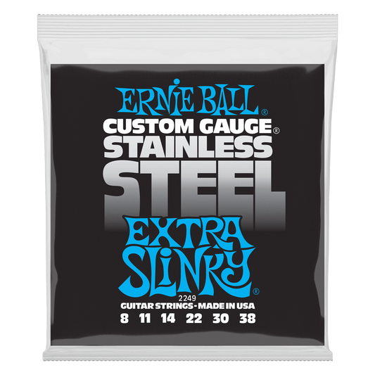 Ernie Ball Extra Slinky Stainless Steel Wound Electric Guitar Strings - 8-38 Gauge