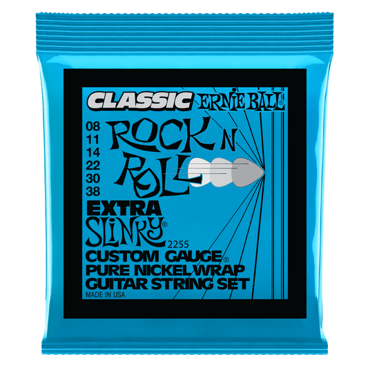 Ernie Ball Extra Slinky Classic Rock N Roll Pure Nickel Wrap Electric Guitar Strings - 8-38 Gauge