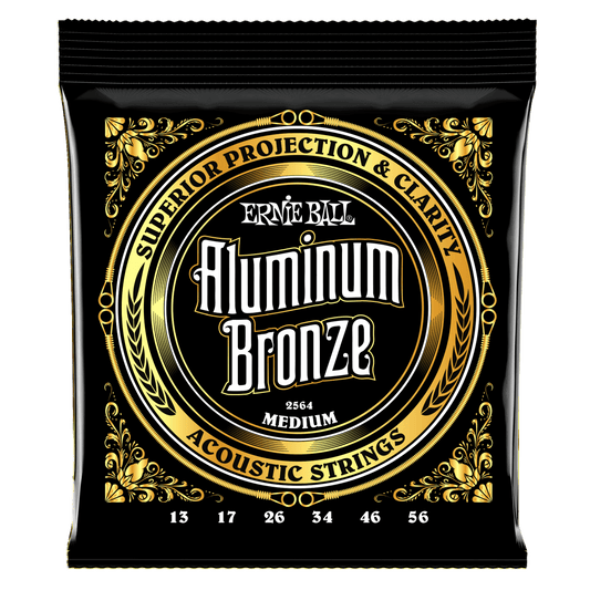 Ernie Ball Medium Aluminum Bronze Acoustic Guitar Strings - 13-56 Gauge - 2564