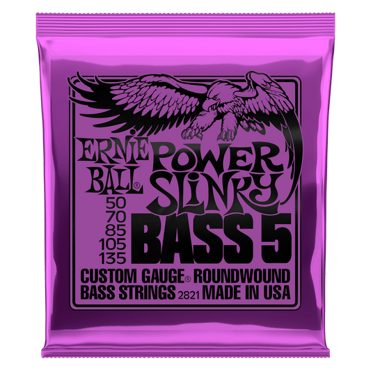 Ernie Ball Power Slinky 5-String Nickel Wound Electric Bass Strings - 50-135 Gauge - 2821