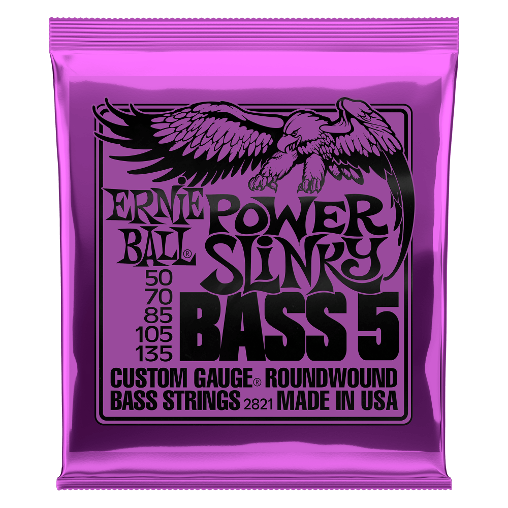 Ernie Ball Power Slinky 5-String Nickel Wound Electric Bass Strings - 50-135 Gauge - 2821