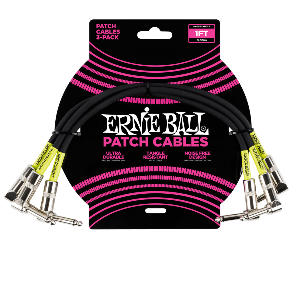 Ernie Ball 1' Angel / Angle Patch Cable 3-Pack - P06075