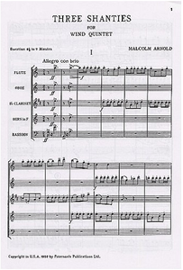Three Shanties, Op. 4 for Wind Quintet (Full Score) by Malcolm Arnold