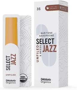 D'Addario Organic Select Jazz Unfiled Baritone Saxophone Reeds - 5 Per Box