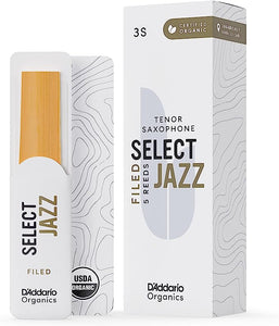 D'Addario Organic Select Jazz Filed Tenor Saxophone Reeds - 5 Per Box