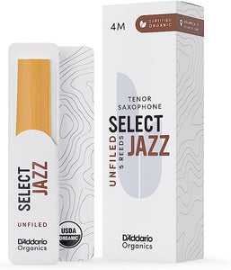 D'Addario Organic Select Jazz Unfiled Tenor Saxophone Reeds - 5 Per Box