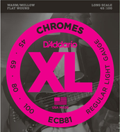 D'addario Chromes Bass, Light, Long Scale, 45-100 Bass Guitar Strings - ECB81