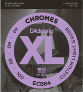 D'addario Chromes, Custom Light, Long Scale, 40-100 Bass Guitar Strings ECB84