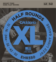 Load image into Gallery viewer, D&#39;addario Half Rounds, Jazz Light, 12-52 Electric Guitar Strings EHR350