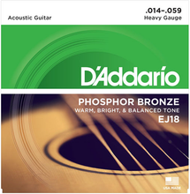 Load image into Gallery viewer, D&#39;addario Phosphor Bronze, Heavy, 14-59 Acoustic Guitar Strings - EJ18