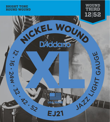 D'addario Nickel Wound, Jazz Light, 12-52 Electric Guitar Strings