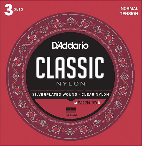 D'Addario Student Nylon. Normal Tension Classical Guitar Strings - 3-PACK
