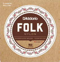 Load image into Gallery viewer, D&#39;addario Folk Nylon, Ball END, Silver Wound/CLEAR Nylon Trebles Classical Guitar Strings