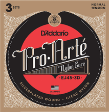 Load image into Gallery viewer, D&#39;addario Pro-Arte Nylon, Normal Tension Classical Guitar Strings ( 3-Sets) EJ45-3D