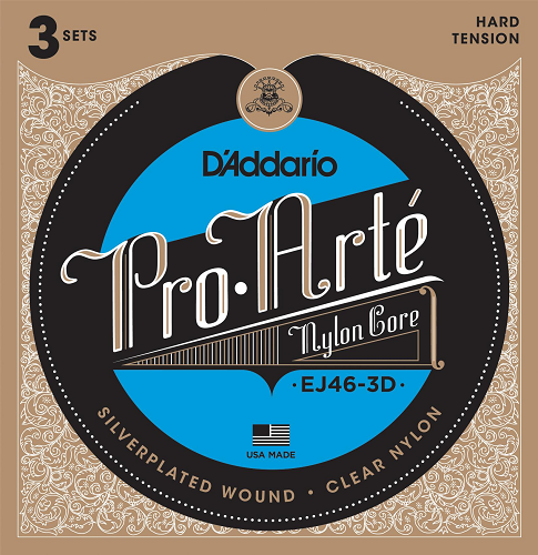 D'Addario Pro-Arte Nylon, Hard Tension Classical Guitar Strings (3-Sets) EJ46-3D