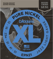 D'addario Pure NICKEL, Jazz Medium, 13-56 Electric Guitar Strings EPN21