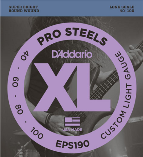D'addario PROSTEELS, Custom Light, Long Scale, 40-100 Bass Guitar Strings