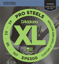 Load image into Gallery viewer, D&#39;addario PROSTEELS, Custom Light Top/Medium Bottom, Tapered Long Scale, 43-107 Bass Guitar Strings