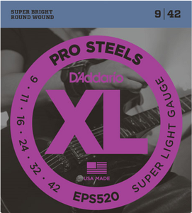 D'addario PRO STEELS, Super Light, 9-42 Electric Guitar Strings EPS520