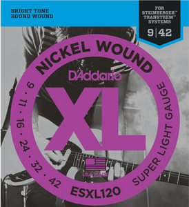 D'addario Nickel Wound, Super Light, Double BALLEND, 9-42 Electric Guitar Strings ESXL120