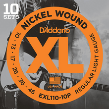 Load image into Gallery viewer, D&#39;Addario XL Nickel Wound, Regular Light, 10-46 Electric Guitar Strings (10 Sets) EXL110-10P