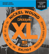 Load image into Gallery viewer, D&#39;Addario Nickel Wound, 7-String, Regular Light,10-59 Electric Guitar Strings - EXL110-7