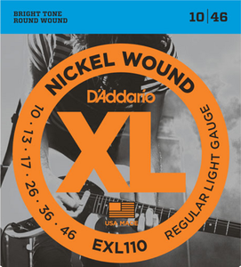 D'Addario Nickel Wound, Regular Light, 10-46 Electric Guitar Strings - EXL110