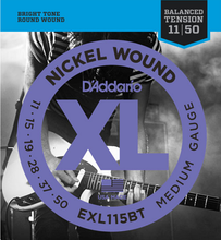 Load image into Gallery viewer, D&#39;addario Nickel Wound, Balanced Tension Medium, 11-50 Electric Guitar Strings - EXL115BT