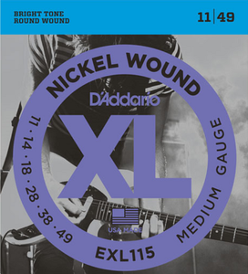 D'addario Nickel Wound, Medium/Blues-Jazz Rock, 11-49 Electric Guitar Strings (25 Sets) EXL115-B25