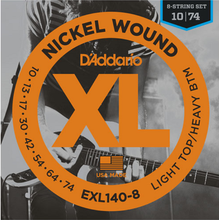 Load image into Gallery viewer, D&#39;Addario Nickel Wound, 8-String, Light Top/Heavy Bottom, 10-74 Electric Guitar Strings - EXL140-8
