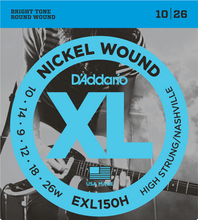 Load image into Gallery viewer, D&#39;addario High Strung/Nashville Tuning Electric Guitar Strings 10-26 EXL150H