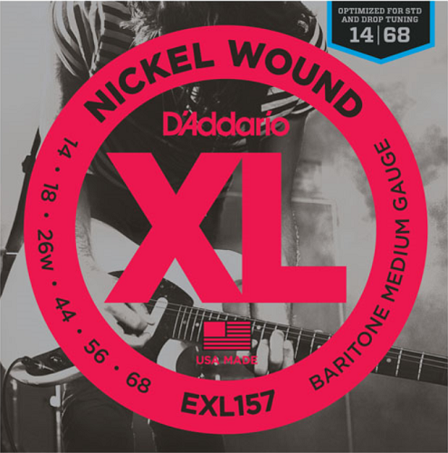 D'addario Nickel Wound, Baritone Medium, 14-68 Electric Guitar Strings