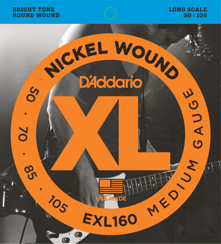 D'addario Nickel Wound, Medium, Long Scale, 50-105 Bass Guitar Strings