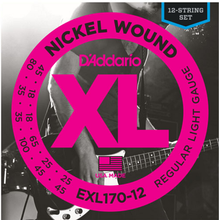 Load image into Gallery viewer, D&#39;Addario Nickel Wound 12-String, Light, 18-45 Bass Guitar Strings EXL170-12