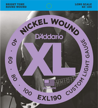 Load image into Gallery viewer, D&#39;addario Nickel Wound Bass, Custom Light, 40-100, Long Scale Bass Guitar Strings