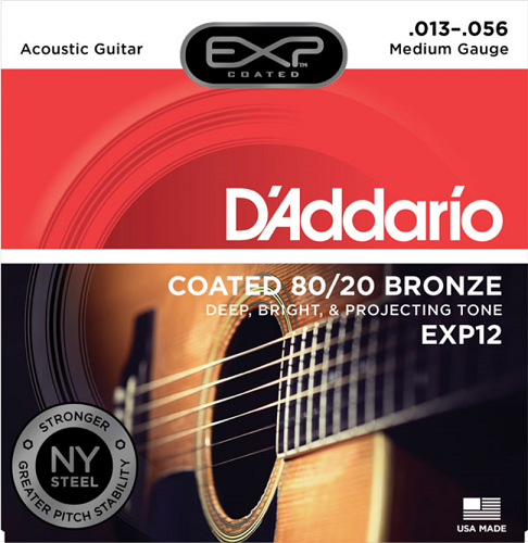 D'addario Coated 80/20 Bronze, Medium, 13-56 Acoustic Guitar Strings