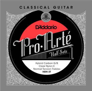 D'addario Pro-Arte Hybrid Carbon G and B Treble, Normal Tension Half Set Classical Guitar Strings