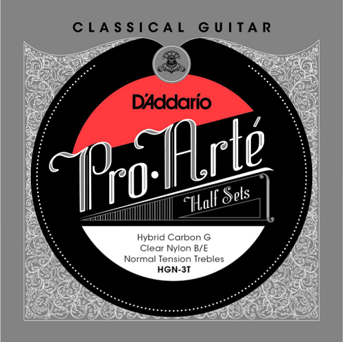 D'addario Pro-Arte Hybrid Carbon G Treble, Normal Tension Half Set Classical Guitar Strings