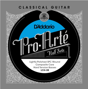 D'addario Pro-Arte Composite Core, Lightly Polished Silver Plated Copper Bass, Hard Classical Guitar Half Set