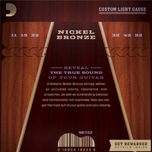 Load image into Gallery viewer, D&#39;addario Nickel Bronze, Custom Light, 11-52 Acoustic Guitar Strings