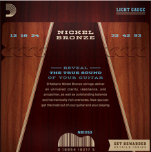 Load image into Gallery viewer, D&#39;addario Nickel Bronze, Light, 12-53 Acoustic Guitar Strings